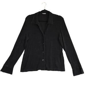 Softwear By Mark Singer Womens Slinky Button Down Top Size Medium Travel Lycra